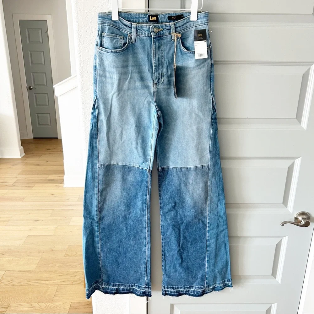 NWT Free People Lee High Rise Pieced Flare Jeans - Picture 2 of 4